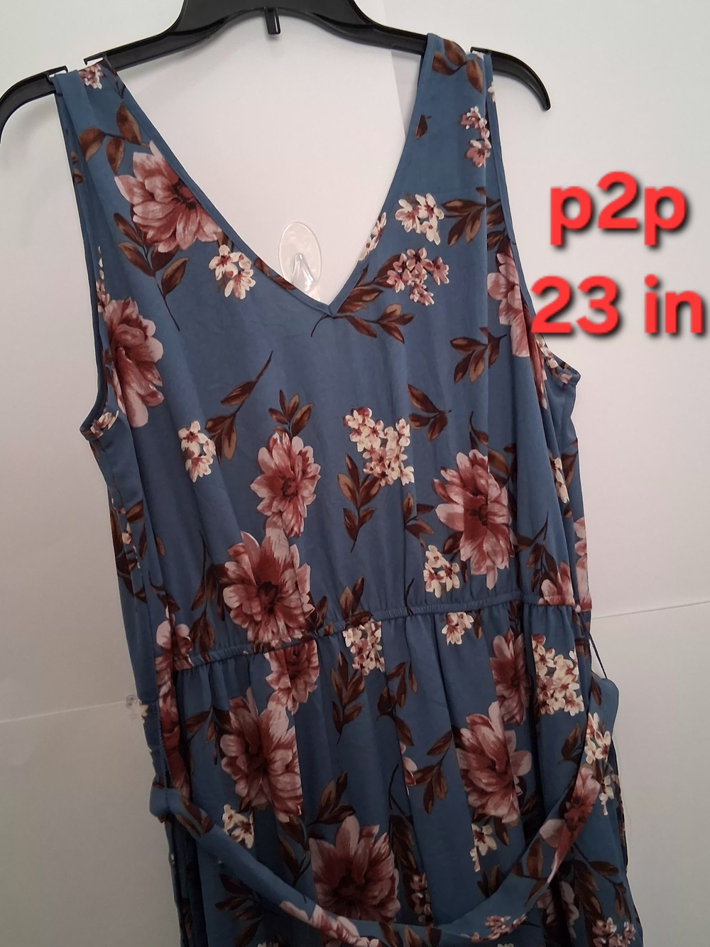 Xhilaration JUMPSUIT Blue Floral with Tie Belt Size XL - Picture 3 of 8
